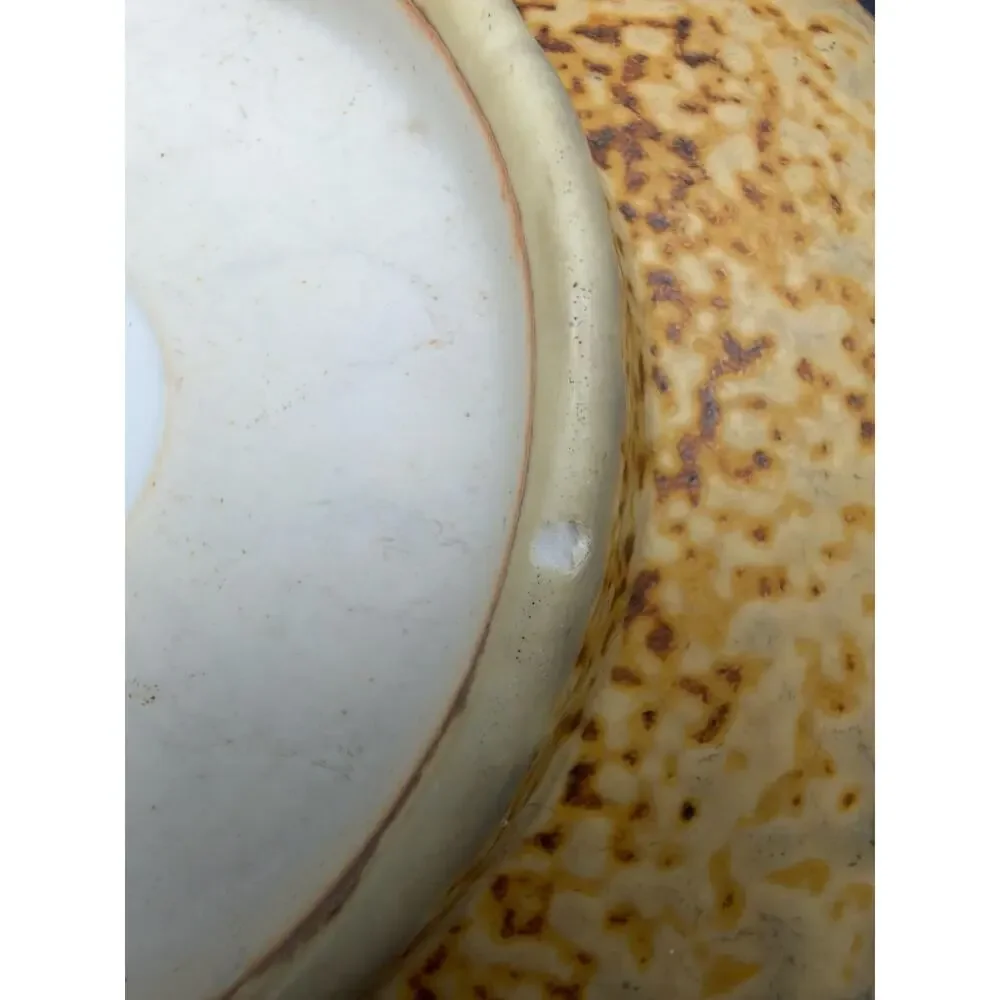 Signed Studio Art Pottery Blue Drip Glaze Serving Bowl 9.5” Hand Thrown 1989